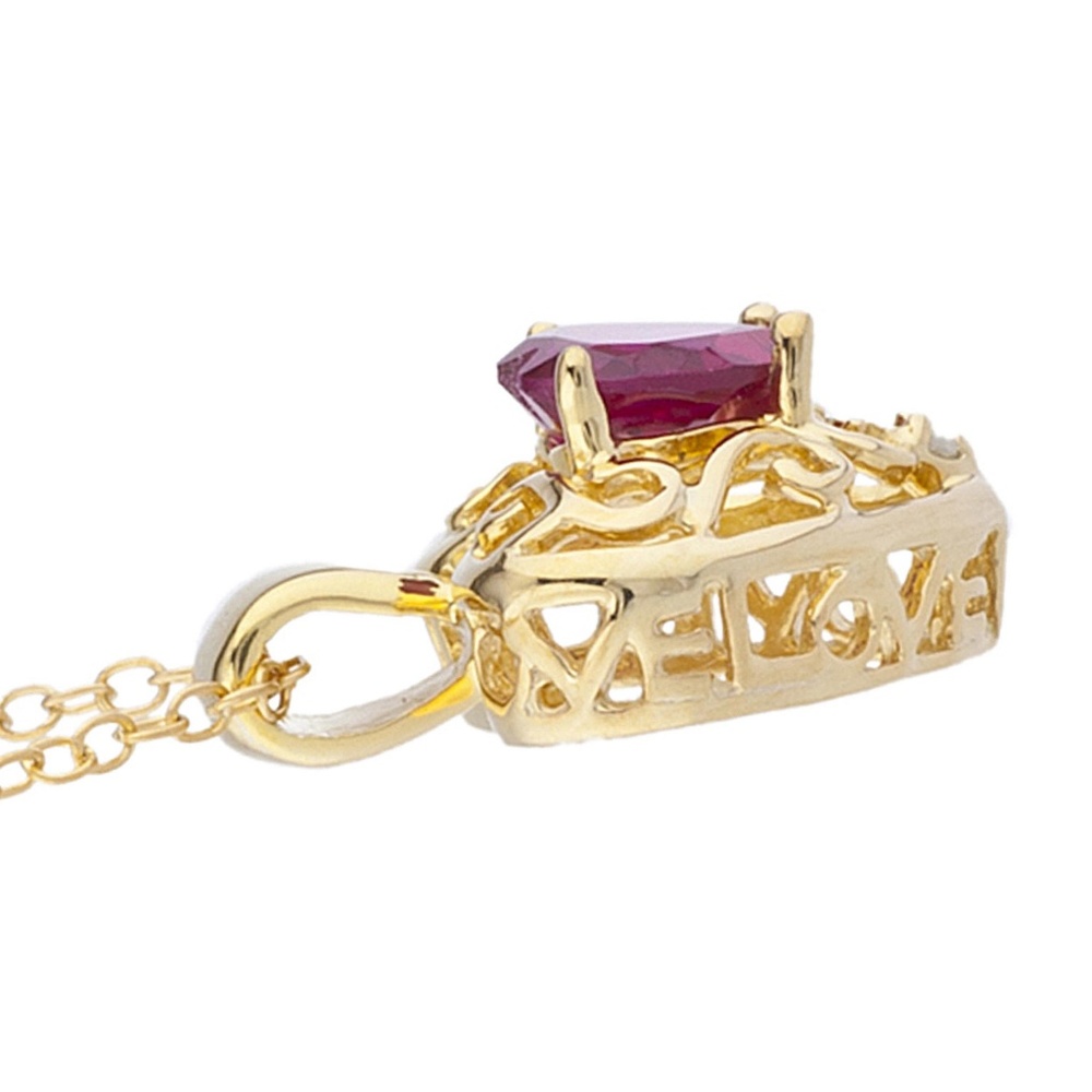 Ruby & Diamond Heart LOVE Pendant - Picture 2 of 3